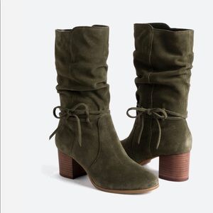 Violet and Red Olive Suede Boots